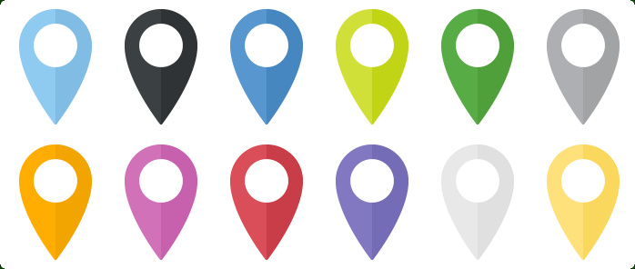 Flat Map Markers Icons Set - One icon in different variations