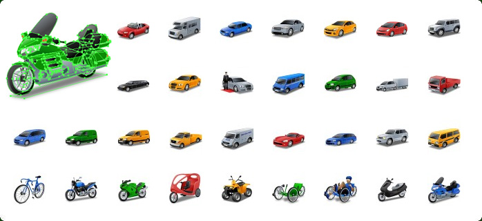 Cars Vector Icons, Motorcycle Vector Icons, Sports Car Vector Icon