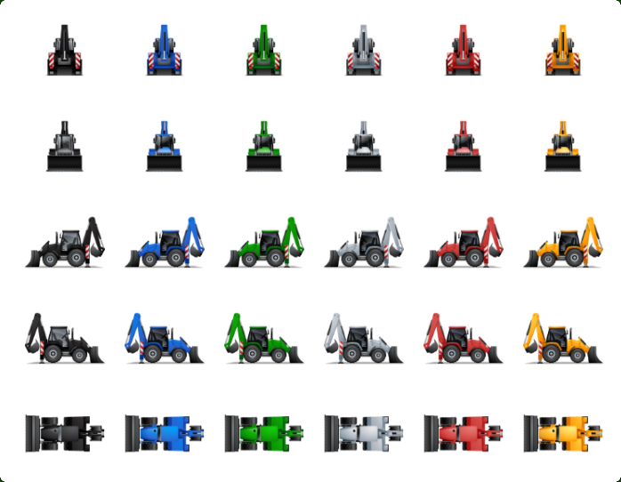 Transport Multiview Icon Set - One icon in different variations