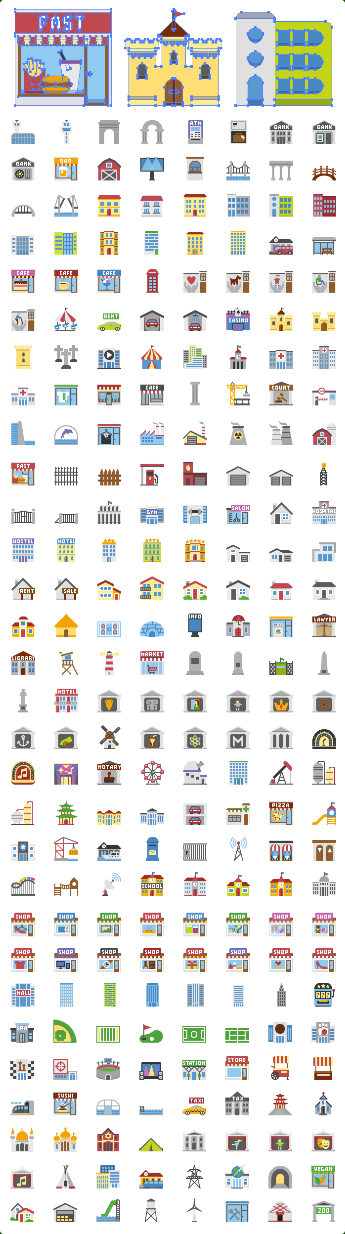 Vector Flat Buildings Icons