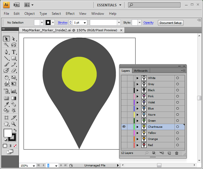 Flat Map Markers Vector Icons - one icon in Adobe Illustrator