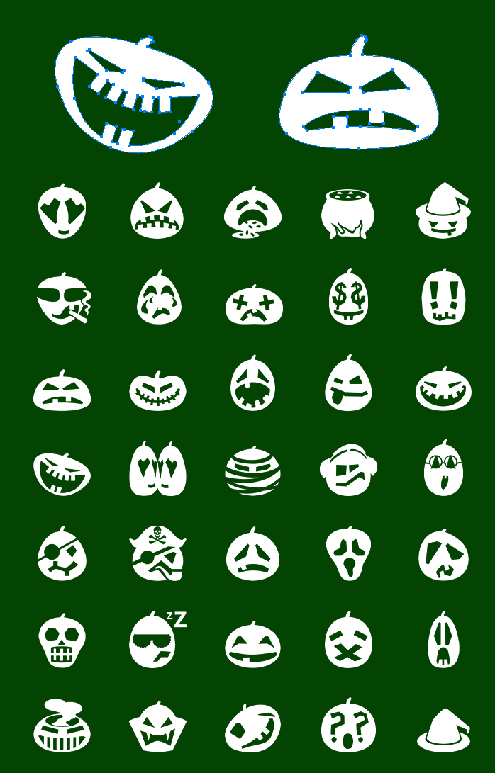 Icons preview of Metro Halloween Pumpkin Vector Emoticons