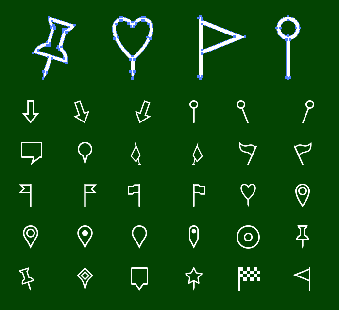 Vector Metro Map Markers Icons - Outline icons