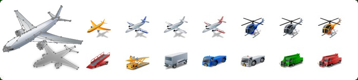 Airplane Vector Icons, Aircraft Vector Icons, Ground Support Service Vector Icons 