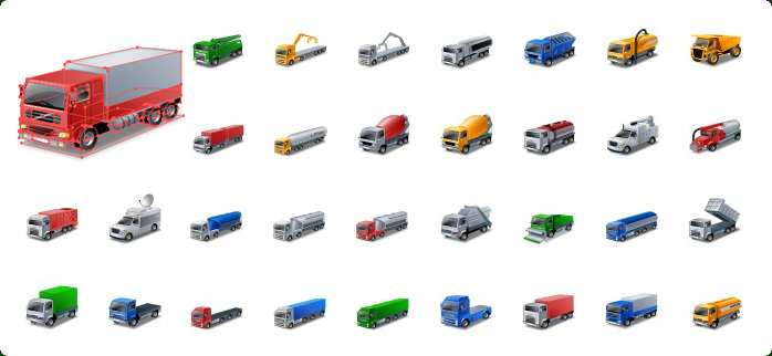 Trucks Vector Icons, Delivery Truck Vector Icon, Shipping Truck Vector Icon, Semi Truck Vector Icon, Pickup Truck Vector Icon, Moving Truck Vector Icon