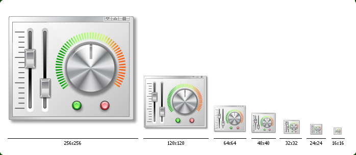 Multimedia Icon Set - One icon in all sizes: 16x16, 24x24, 32x32, 48x48, 64x64, 128x128, 256x256