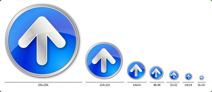 Arrow Icon Set - One icon in all sizes: 16x16, 24x24, 32x32, 48x48, 64x64, 128x128, 256x256