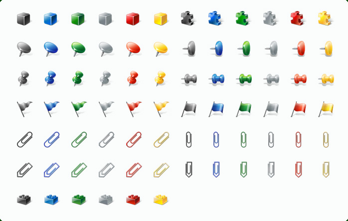 Paper Clip Icons, Drawing Pins Icons, Blocks