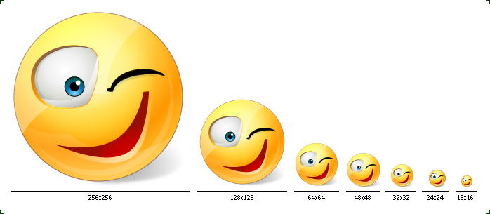 Emoticons - One icon in all sizes: 16x16, 24x24, 32x32, 48x48, 64x64, 128x128, 256x256