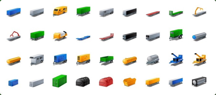 Trailers Icons, Containers Icons